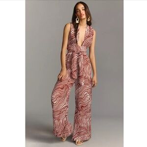 $329 Anthropologie Faithfull Vacanza Plunge V-Neck Wide-Leg Jumpsuit XL